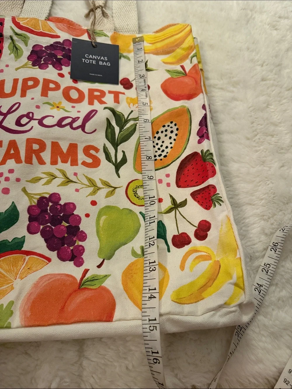 NWT, Support Local Farms Fruit Print Canvas Tote
